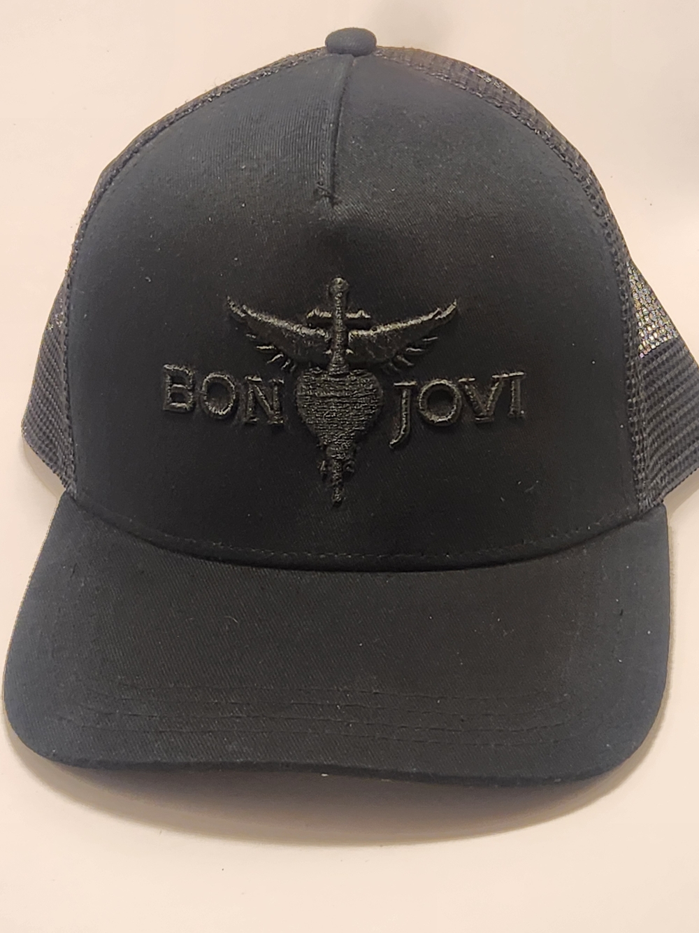 Bon Jovi Black Embroidered Trucker Hat